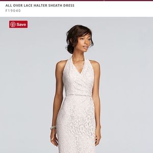 David’s Bridal Halter Sheath Dress in Petal Lace